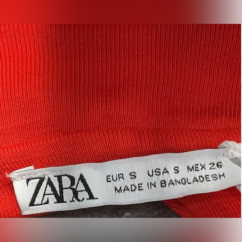 SOLD Zara Red Orange Mini Bodycon Silhouette Cocktail Dress Sz S NEW - Picture 6 of 7